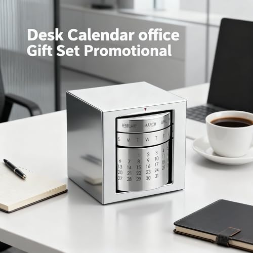 Image of ZAHEPA Stainless Steel Perpetual Desk Calendar, Reusable Rotating Metal Block Calendar for Office Table & Home Decor, Stylish Gift for Professionals, Students & Corporate New Year Gifting (Silver)