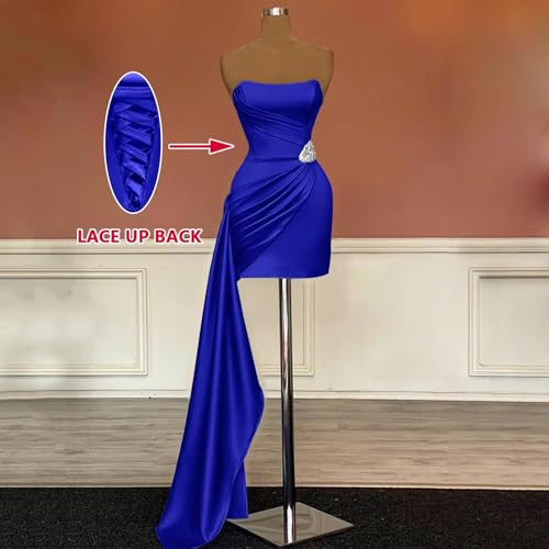 Satin Homecoming Dresses Pleated Mermaid Short Prom Dress with Train Tight Cocktail Dresses for Teens4