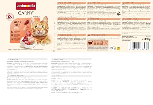 animonda Carny Adult Herzhafte Variation (6 x 800 g), Katzennassfutter für ausgewachsene Katzen, Nassfutter mit 100 % frischen, fleischlichen Zutaten, Katzenfutter ohne Getreide und Zucker