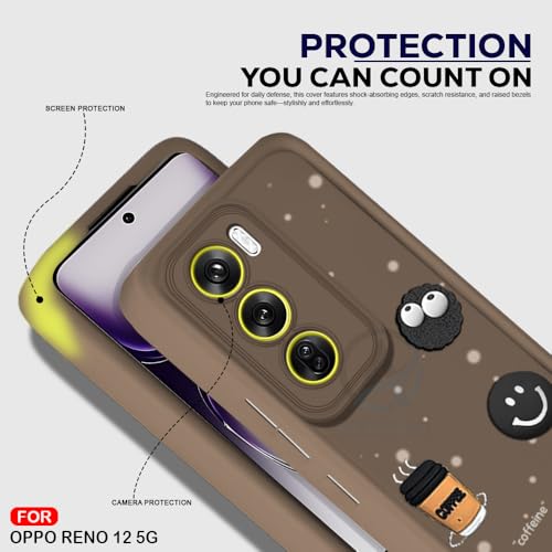 Image of AESTMO Back Case Cover for Oppo Reno 12 5G | Cute Fun Cartoon 3D Ball | Coffee Silicone Case | Full Body Protection | Camera Protection Back Cover for Oppo Reno 12 5G (Brown)