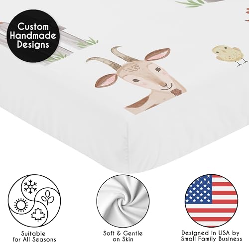 Image of Sweet Jojo Designs Fitted Baby Crib Sheets (Farm Animals) for Boys or Girls, Infant Nursery, Toddler Room - Standard Size (Photo Op, Neutral, Farmhouse, Country, Barn Animal Theme, Cow, Grey Horse)
