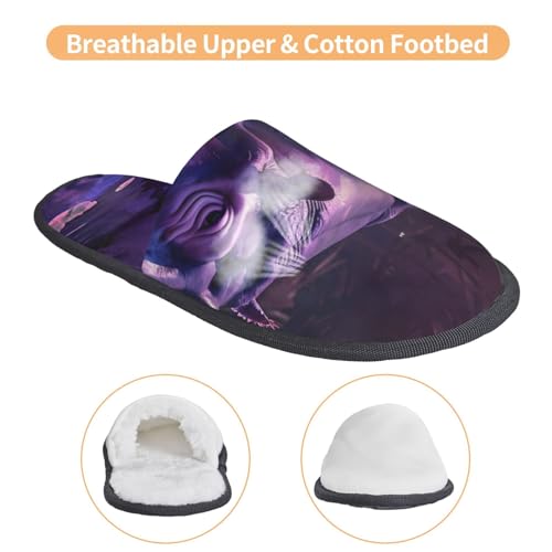 Purple Hippo In Water Print Women Slippers Home Furry Shoes Keep Men Couples Shoes Warm For Women-4