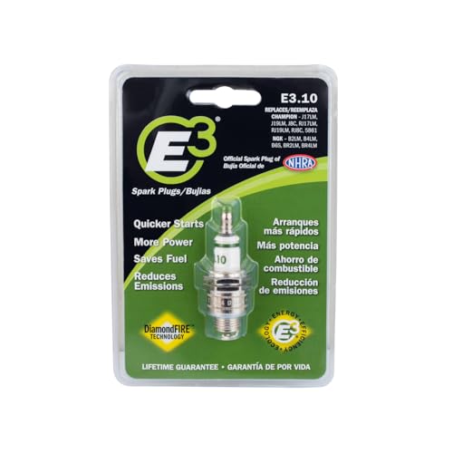 E3 Spark Plugs E3.10 Premium Lawn and Garden Spark Plug with DiamondFIRE Technology, 14mm, 0.375-inch Reach, Gasket Seat, Pack of 1