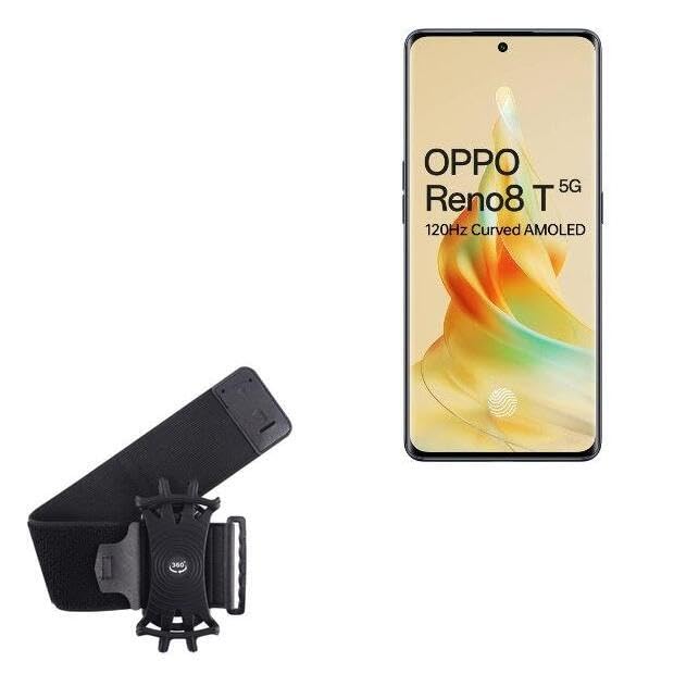 BoxWave Holster Compatible with Oppo Reno8 T 5G - ActiveStretch Sport Armband, Adjustable Armband for Workout and Running - Jet Black