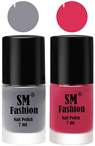 Image of Long Lasting Nail Polish | Nail Paint Combo 7 ml Each) - Set of 2 Gray-Dusty Pink