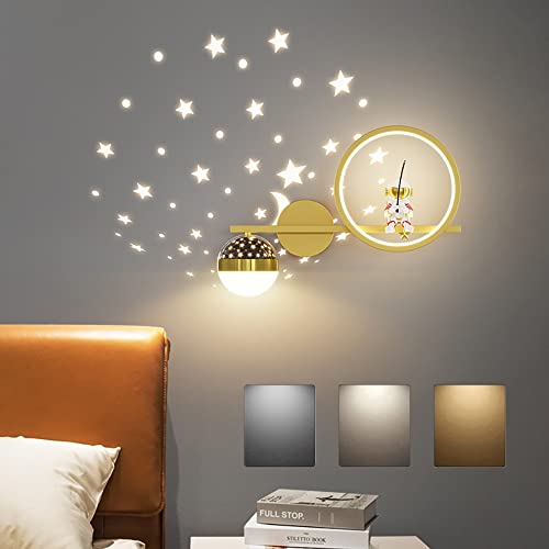 KZT 30W LED Modern Wall Lamp Dimmable Starry Sky Night Light Wall Mounted Nursery Lighting Kids Childs Room Wall Lights Astronaut Bedroom Bedside Lamp Living Room Hallway Baby Gifts Decor Lighting
