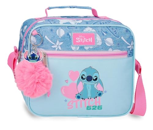 Joumma Disney Stitch Hearts Neceser Adaptable con Bandolera Azul 23x20x9 cms Poliéster