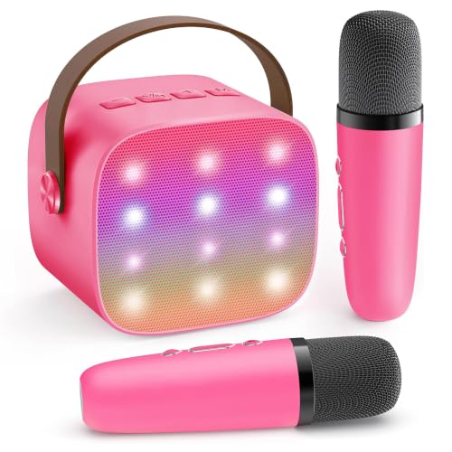 Image of YLL Mini Karaoke Machine for Kids Toys, Portable Bluetooth Speaker with 2 Wireless Microphones, Birthday Gifts for Girls 3, 4, 5, 6, 7, 8, 9, 10, 11, 12+ Years Old Toddler Teens (Hotpink)