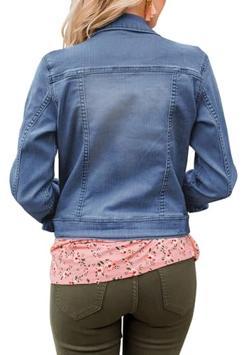Womens Cropped Jean Jacket Basic Button Down Demim Jacket With Pockets3