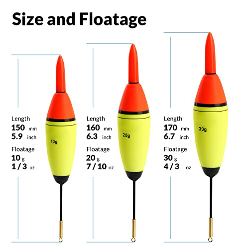 QualyQualy Bobbers de LED de 30 g que brilham no escuro com 5 peças para pesca noturna com baterias,