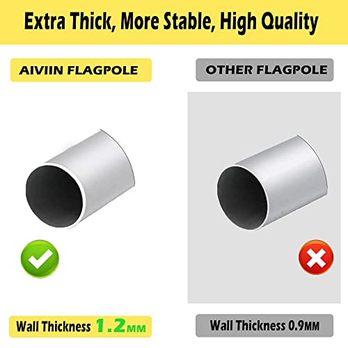 Aiviin Extra Thick 25Ft Telescoping Flag Pole Kit, Heavy Duty 16 Gauge Aluminum Outdoor In Ground American Telescopic Flagpole With 3X5 Polyester Us Flag For Commercial, Residential, Yard, Silver #TOP1