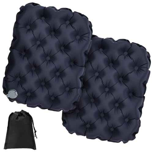 AUYAO Inflatable Seat Cushion Portable Travel Airplane Seat Cushion Self-Inflating Camping Air Sitting Pad Hiking Air Seat Chair with Carry Bag Lightweight Sit Mat Pad for Fishing Concert(Navy Blue)