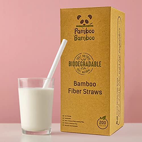Pamboo Bamboo Straws – [200 Pcs] 100% Natural Biodegradable Straws Made Of Bamboo Fiber – Non-Soggy Straws Disposable – Sustainable And Naturally Eco-Friendly Decomposable Straws #TOP6