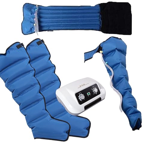 Masaje De Drenaje LinfáTico De Cuerpo Completo, Masajeador EléCtrico De CompresióN De Aire Para CirculacióN Alivio Del Dolor Y RelajacióN (Azul, 2 piernas+1 brazo+Cintura)