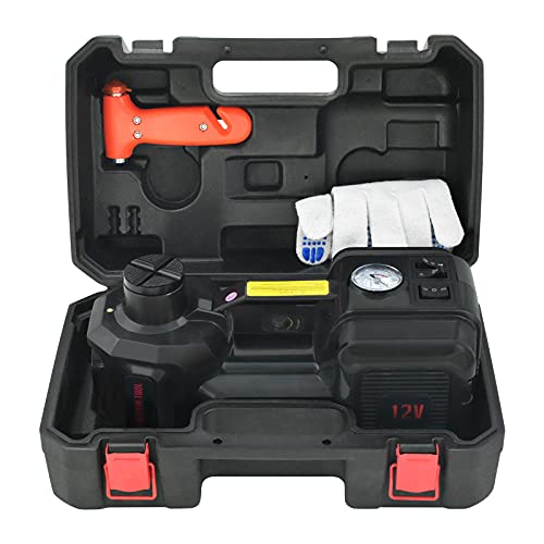 E-HEELP Electric Car Jack 5Ton 12V Kit Hydraulic (Lifting Range: 6.1~17.7 inch) with Inflator Electric Jack for Car SUV Sedan MPV Change Tires Garage