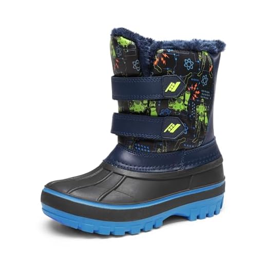 DREAM PAIRS Little Kid Ducko Black N.Green Ankle Winter Snow Boots Size 11 M US Little Kid