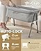 AirClub Bassinet Bedside Sleeper, Baby Crib for Newborn, Baby Bassinets Bedside Sleeper with 4 Auto-Lock & Adjustable Height, Breathable Mesh & Mattress, Bedside Bassinet