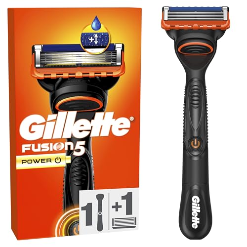 Gillette Rasoir Pour Homme Fusion5 Power, Manche Réutilisable et Cartouche à 5 Lames Ultra-Affûtées, Avec Bande Lubrifiante Pour Un Rasage du Visage Plus...