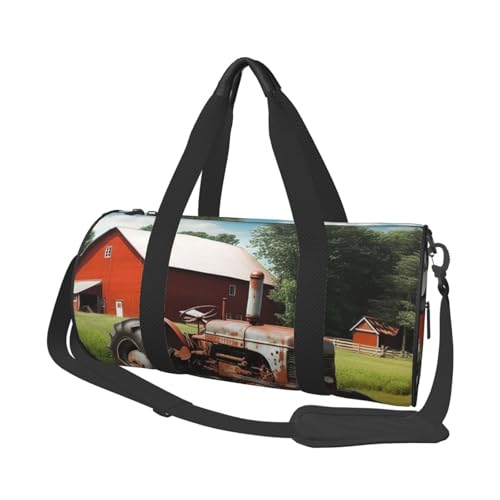 Sac de voyage fourre-tout noir avec motif tracteur pour sport fitness et weekend