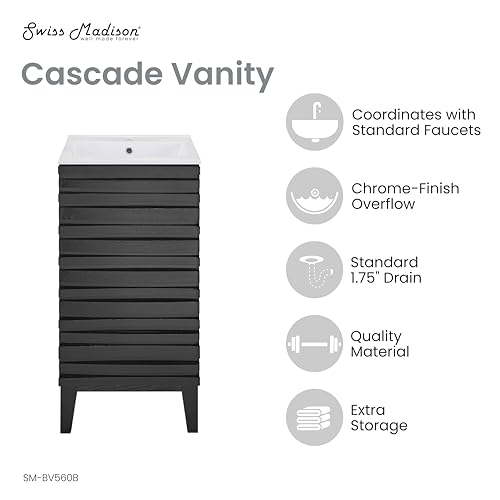 Image of Swiss Madison Cascade 18 inch Bathroom Vanity in Black