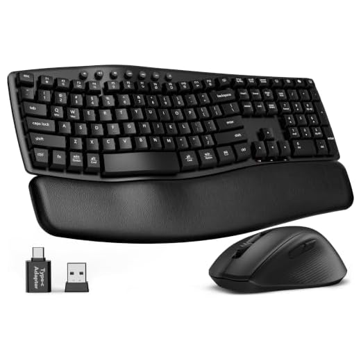 Wireless Keyboard and Mouse Combo, SABLUTE MA41 30dB Quiet Ergonomic Wave Keyboard Set with Soft Leather Palm Rest, Dual-System Switch for Windows/Mac, Ideal for Business Teams Home Office