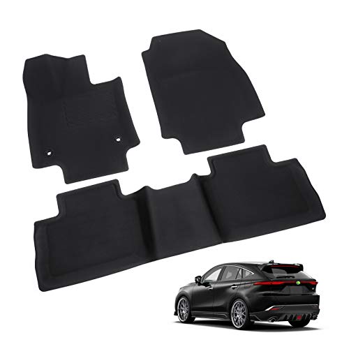 KUST All Weather Floor Mats for Toyota Venza 2021 2022 Accessories Heavy Duty Rubber Car Mats Black Floor Mats Liner 2 Row Set