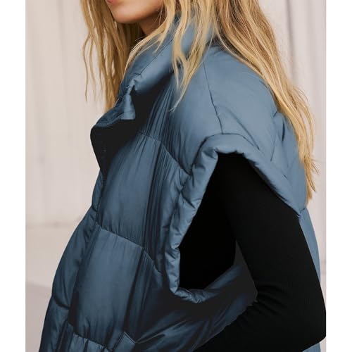 Songling Womens Oversized Puffer Vest Stand Collar Full Zip Sleeveless Bubble Puffer Vest Quilted Padded Warm Coat Outwear2