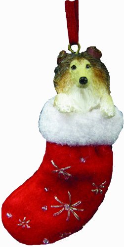 Collie Christmas Stocking Ornament With "Santa's Little Pals" Hand Painted And Stitched Detail #TOP7