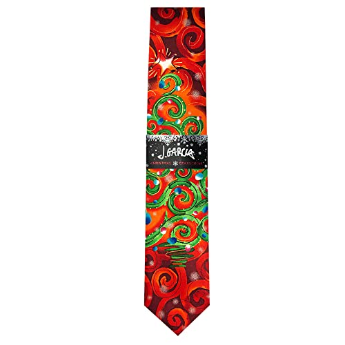 Jerry Garcia Men's Merry Christmas Collection Star Christmas Tree Snail Garden Artwork Red Regular Length Neck Tie #TOP2