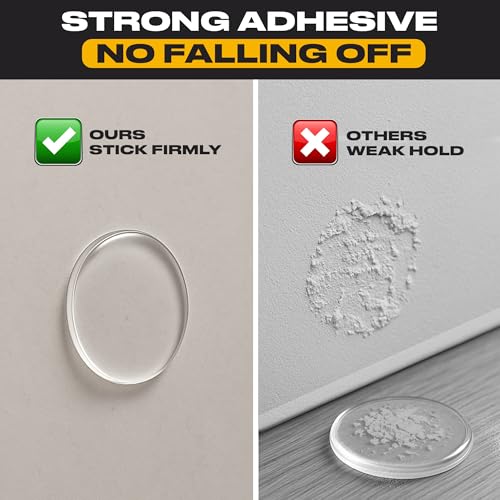 Image of ProStoppr Clear Door Stoppers - X-Small 0.8 inch (12 Pack) - Door Stoppers for Wall with Strong Back Adhesive - Quiet and Shock Absorbent Silicone Wall Protectors from Door Knobs - Protects Every Surface