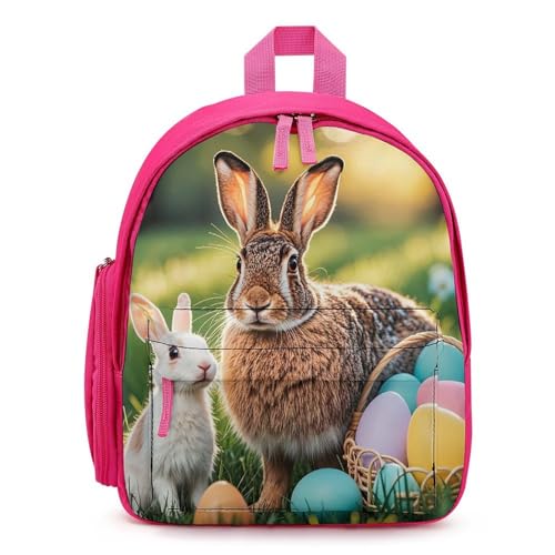 Mother Rabbit And Little Easter Bunny Backpack for Men Women, Durable Small Bookbag Lightweight Daypack for Travel, Hiking, Pink-style