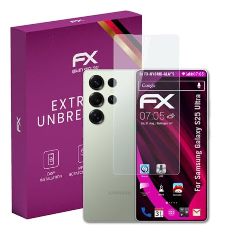 atFoliX Protection Écran Film de verre en plastique compatible avec Samsung Galaxy S25 Ultra Verre film protecteur, 9H Hybrid-Glass FX Protection Écran en Verre trempé de plastique