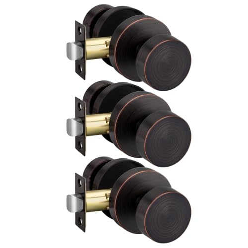 Image of Haidms Oil Rubbed Bronze Door Knobs Passage, Zinc-Alloy Closet Door Knob, Bronze Interior Door Knobs for Hallway & Living Room, Adjustable & Reversible, 3 Pack