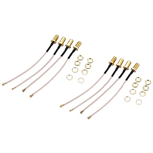 HWIREUIGT Paquete de 8 antenas U.FL(/IPX) Mini PCI a RP-SMA hembra Pigtail Wi-Fi coaxial RG-178 cable de baja pérdida (10 cm)