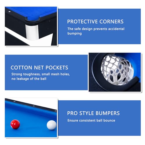 Image of RAYKEEP 4.5Ft /6Ft Foldable Pool Table, Portable Folding Billiard Table for Kids and Adults, Indoor Pool Arcade Game Table w / 2 Cue Sticks, Ball Set for Family Game Rooms