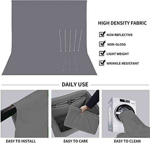 Image of HomeArt 8x14 Feet Grey Screen Backdrop for Photography, Chroma Key Virtual Grey Background Sheet for Photography Zoom Meeting, Cloth Curtain for Video Studio Streaming Gaming Photoshoot