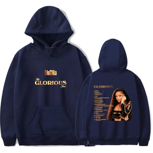 Glorilla The Glorious Tour Merch - Sudadera con capucha para hombre con estampado de hip hop, azul marino, XS