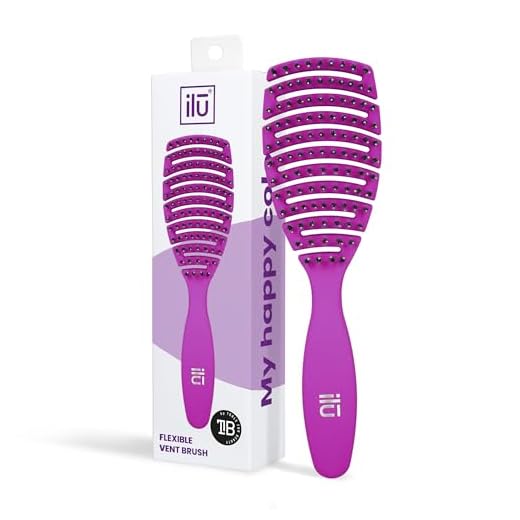 T4B Ilu My Happy Color Cepillo Desenredante Ventilado, Antiestático, sin Tirones, Evita Rotura y Pérdida del Cabello, Peinado Fácil e Indoloro, Color Violeta