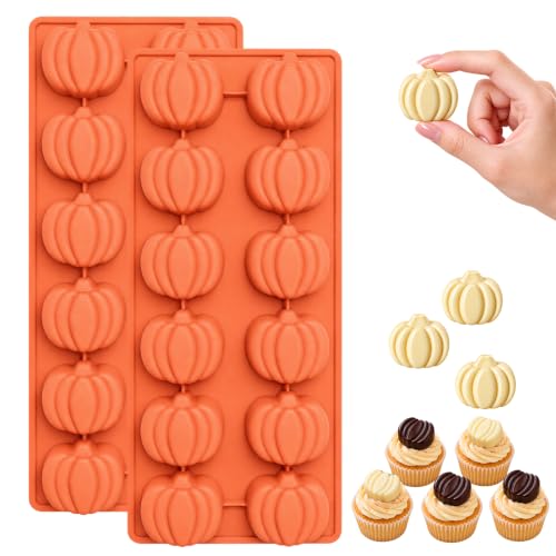 Image of HKNMTT 2Pcs Pumpkin Silicone Molds 24-Cavity Halloween Fall Chololate Molds