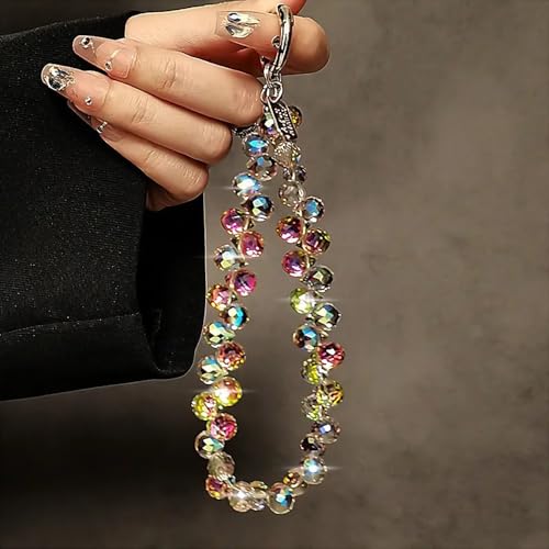 Glänzend Kristall Handykette Perlen Handyband Schlüsselband Kurz Kristalle Handyketten Schlüsselanhänger Armband Handschlaufe Handys Band für Handyhülle Phone Strap Phone Lanyard Keychain Bag Charms
