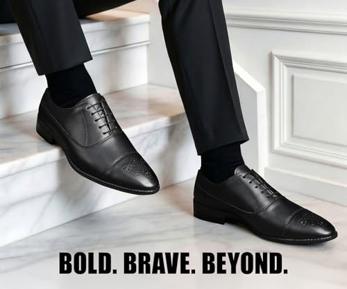 Image of LOUIS STITCH Derby Formal Shoes for Men | Lace-Up Cap Toe | Ideal for Business, Casual, Parties (RGCTBB)