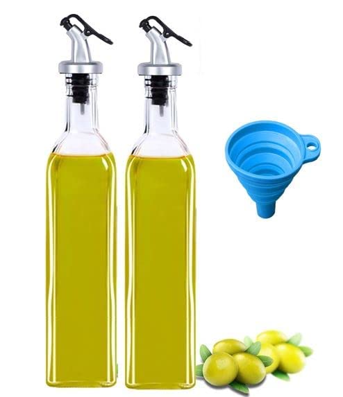Nirency 2pc 500ml Glass Oil Dispenser Bottle with Silicon Funnel, Oil & Vinegar Bottle For Kitchen (2 Pieces Oil Bottle + 1 Piece Silicone Funnel) (B0CJRQ1WT5) Amazon Price History, Amazon Price Tracker