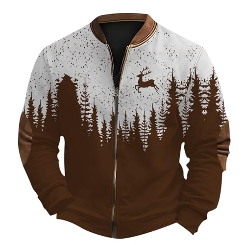 Herren Zip Weihnachtspullover Ugly Christmas Pullover mit...