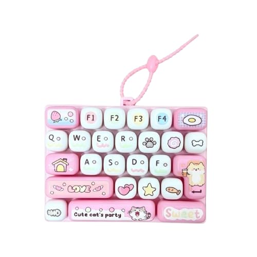 Keyboard Fidget Toys, Cute Anti-Anxiety Decompression Toy 26 Key Click Button Toy Lightweight Bag Pendant Decompression Button Finger Clicker Toys Button Stress Relief Gifts for Relieving Stress