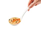 Restaurantware Voga 2.5 Ounce Melamine Ladles 10 Premium Soup Ladles - Ergonomic Handle Heavy-Duty White Melamine Ladle Spoons Serve Chili Gravy Dressing or Sauce For Home Or Restaurants