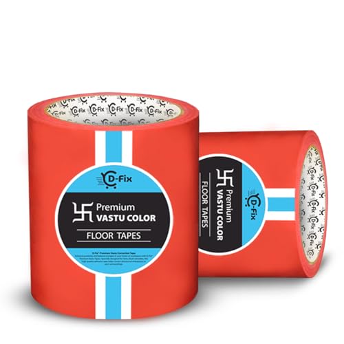 Image of D-fix Vastu Color Floor Tapes | 4 Inch Wide, 25M Each | Red | Vastu Dosh Remedy, Vastu Correction for WC, Toilet, Entrance, Home & Office (1 Rolls Pack)