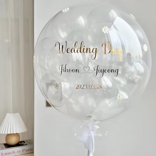 Ballon à bulles transparent pour fêtes d'anniversaire - Ballon personnalisé 46/61/91 cm avec décalcomanies - Idéal pour les célébrations, les mariages et les