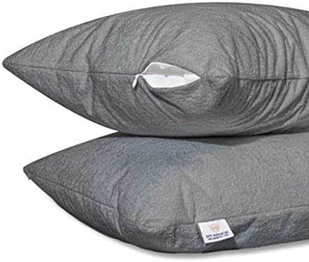 MY ARMOR Pillow Covers Set of 2 | Pillow Protector Waterproof & Dustproof Cotton Terry Pillow, 220+ GSM Standard Size Pillow Cover (20" x 30") – Grey