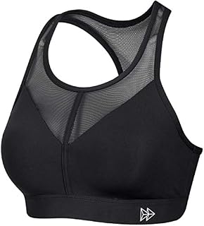 Yvette Sports Bra High Impact Breathable Mesh Panel Straps Racerback Workout Bras