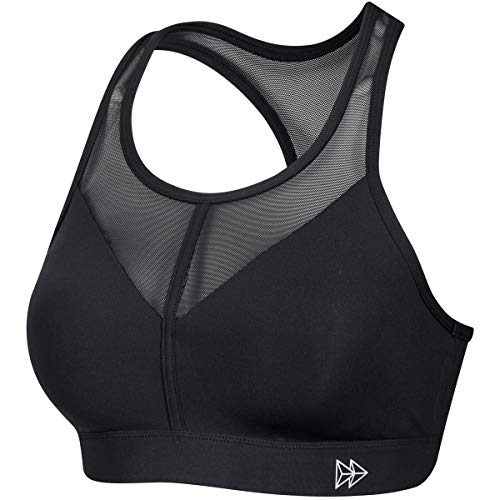Yvette Sports Bra High Impact Breathable Mesh Panel Straps Racerback Workout Bras